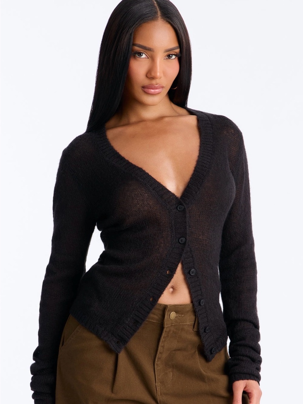 Sheer me out long sleeve button up